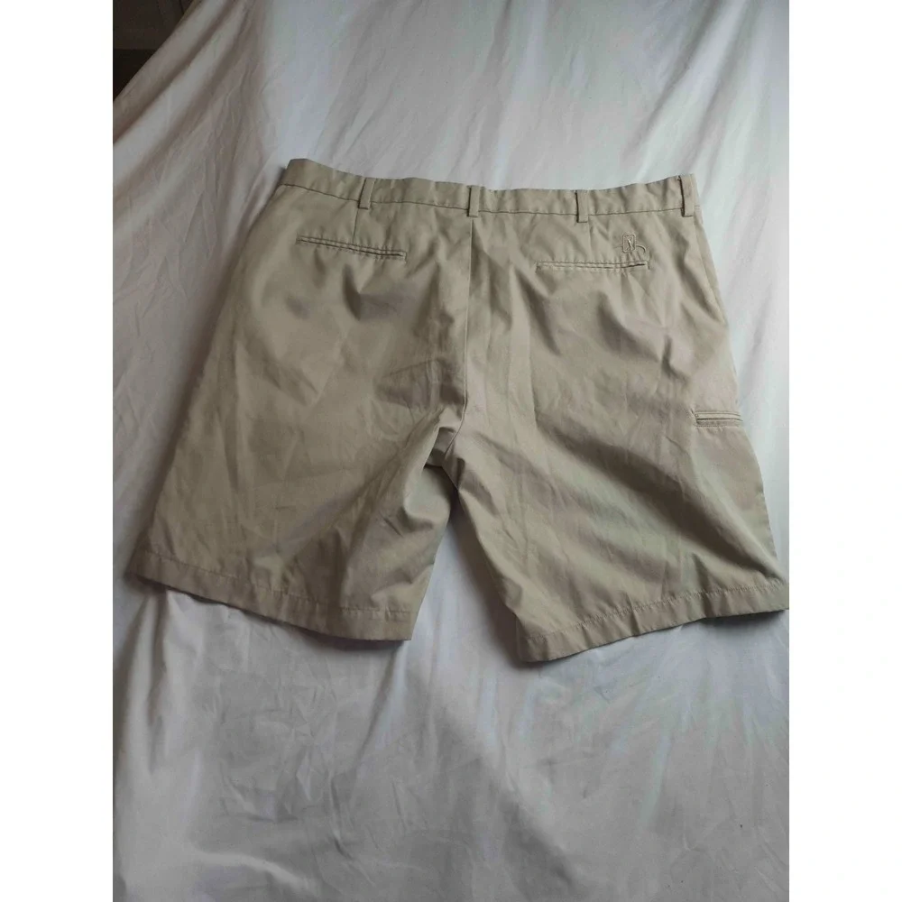 Perry Ellis Golf Shorts Mens Size 42‎ Tan Chino Khaki Outdoor Flat Front Preppy
